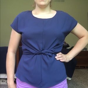 Blue Blouse with Front Tie